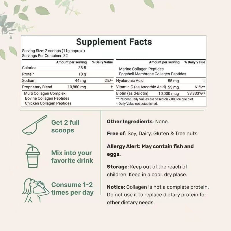 collagen-peptides-unflavoured-powder-nutrition-label